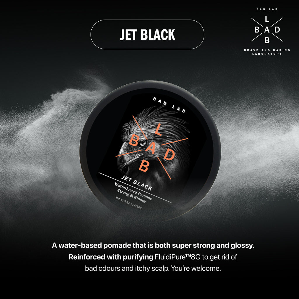 JET BLACK WATER-BASED HAIR POMADE - STRONG & GLOSSY