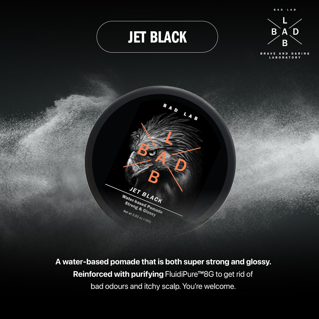 JET BLACK WATER-BASED HAIR POMADE - STRONG & GLOSSY