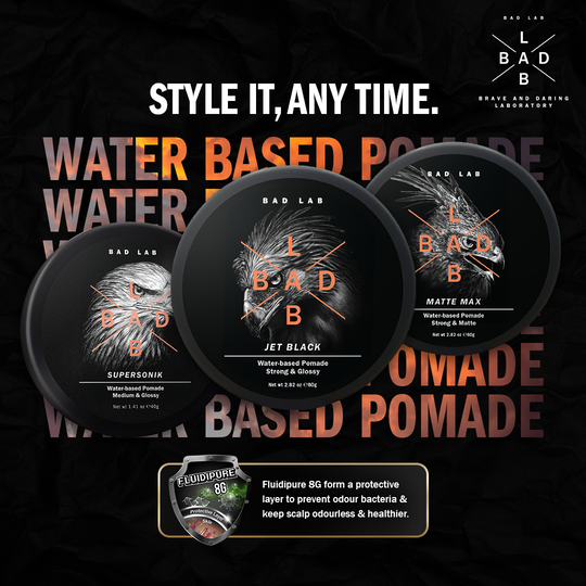 JET BLACK WATER-BASED HAIR POMADE - STRONG & GLOSSY