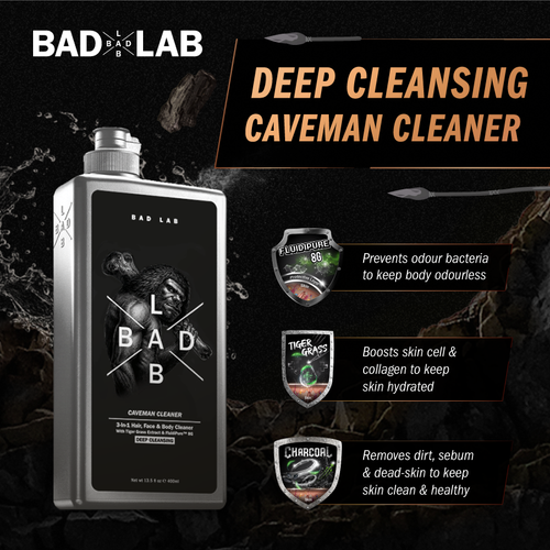 CAVEMAN CLEANER  DEEP CLEANSING 3-in-1 For Face, Hair & Body - 400ml